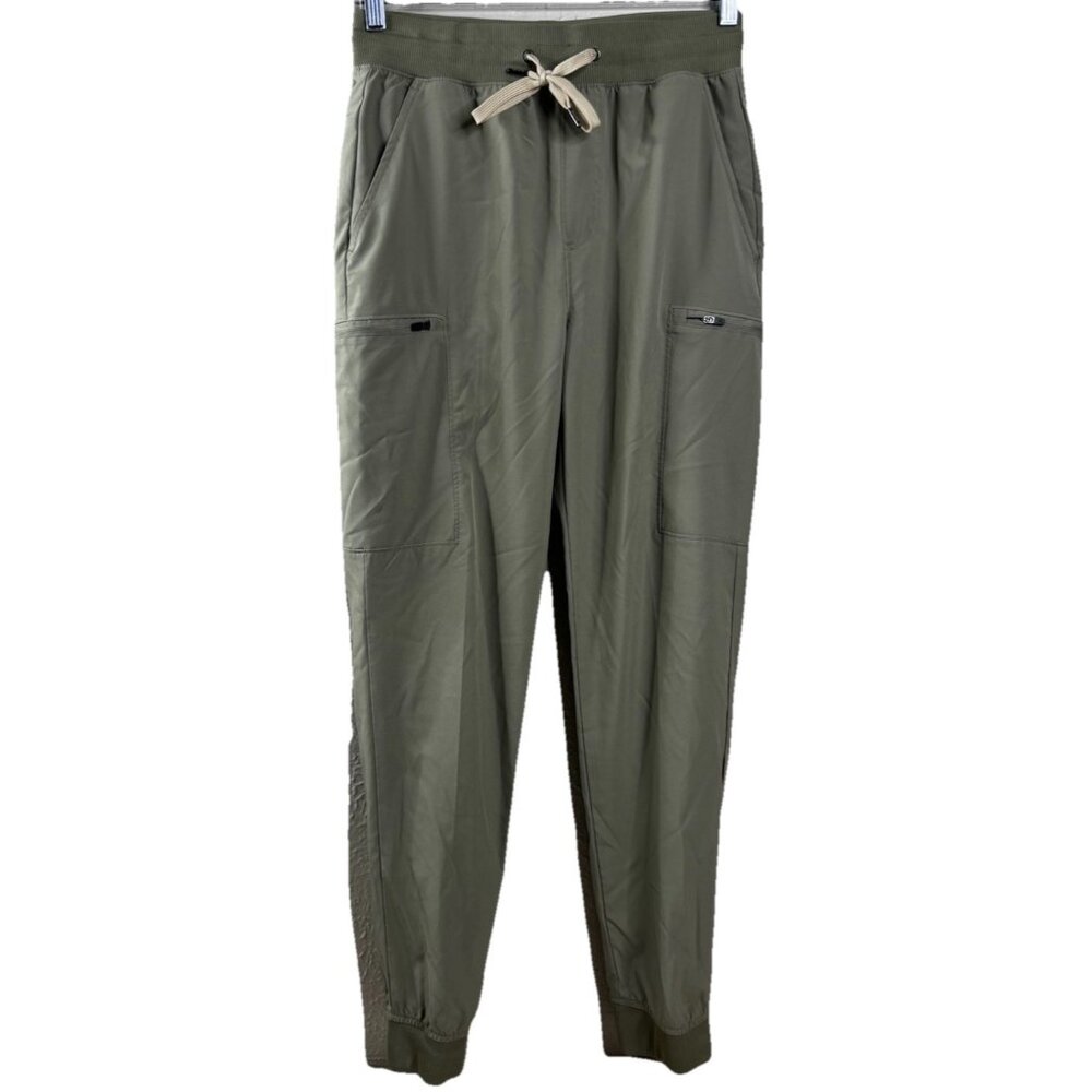 Right Of Way Small (28x28) Green Jogger Pants Poly/Span Drawstring Waist  EUC